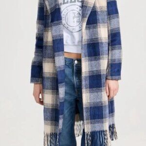 Z Supply Blue and Cream Plaid Coat XL